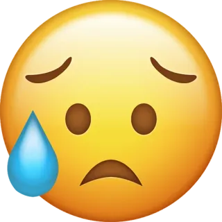 😥 emoji, sad, crying, face, yellow, tear, emotion, feeling telegram sticker