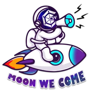 🌝 MOON WE COME moon, rocket, space, astronaut whatsapp sticker