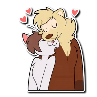 ❤️ furry, anthropomorphic, hug, affection, love, hearts, cartoon, cute telegram sticker