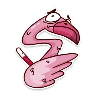 🌡 flamingo, desenho animado, pássaro, rosa, animal telegram sticker