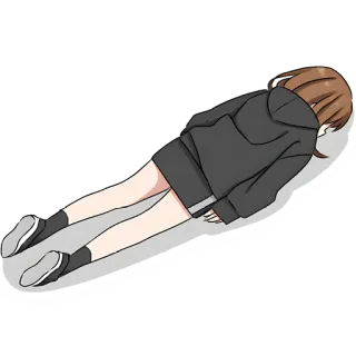 🫠 anime, garota, deprimida, triste, deitada, de bruços, exausta telegram sticker
