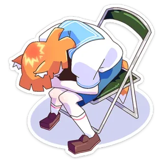 😔 动漫, 悲伤, 狐娘, 哭泣, 坐着, 椅子 telegram sticker