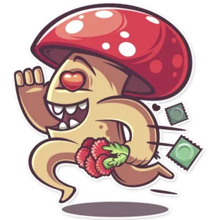 😍 hongo, condón, sexo, san valentín, dibujo animado telegram sticker