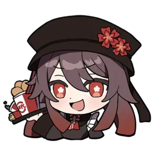 🌸 Hu Tao Genshin Impact Anime, Personaggio, Cibo, Carino, Fanart, Gioco telegram sticker