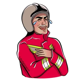 😂 Feuerwehrmann, Helm, rot, lachen, Uniform, Rettung telegram sticker