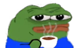 😐 Pepe the Frog pepe the frog, frog, meme, internet meme, drink, coffee telegram sticker