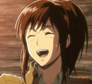 😅 Sasha Braus Attack on Titan Sasha Braus, Anime, sonriendo, Ataque a los Titanes, AoT telegram sticker