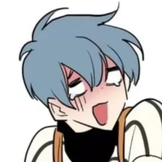 😅 卡通, 动漫, 哭泣, 情绪化, 蓝发 whatsapp sticker