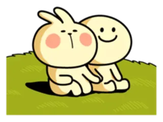 😐 fofo, desenho animado, coelho, feliz, amigos telegram sticker
