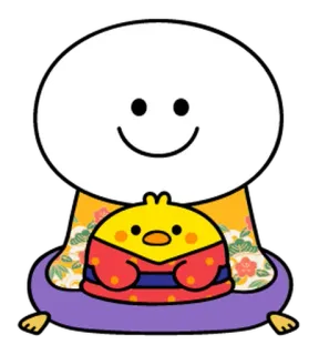 🐯 kawaii, carino, pulcino, giapponese, kimono, cartone animato telegram sticker