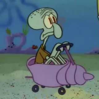 🙁 Squidward Spongebob Squarepants Губка Боб Квадратные Штаны, Сквидвард, Мультфильм, Персонаж, Вождение, Автомобиль-ракушка whatsapp sticker