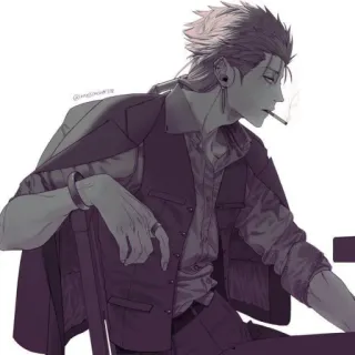 🚬 đàn ông, hút thuốc, phong cách anime, nhân vật whatsapp sticker