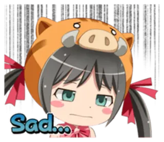 😟 Sad... sad, anime, girl, pig, crying, depressed, emotion telegram sticker