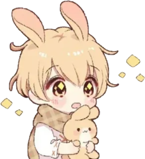 🤩 Anime, Coniglio, Carino, Cartone animato, Kawaii, Adesivo telegram sticker