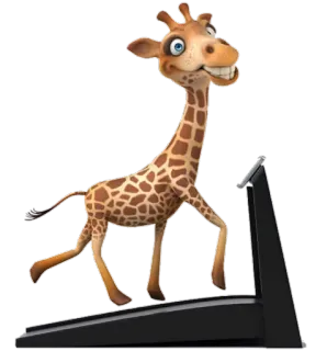 🏃 Giraffe, Laufband, Fitness, Cartoon, Tier, Fitness telegram sticker