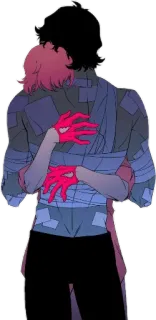 ❤️ hug, love, couple, pink hair, embrace telegram sticker