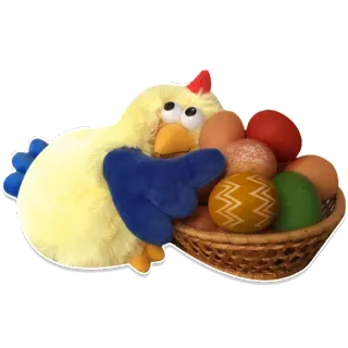 😳 Huhn, Eier, Korb, Ostern, Frühling, Tiere telegram sticker