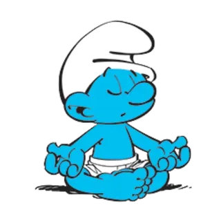 😇 Smurf การ์ตูน, สมาธิ, สเมิร์ฟ, สีน้ำเงิน, โยคะ whatsapp sticker