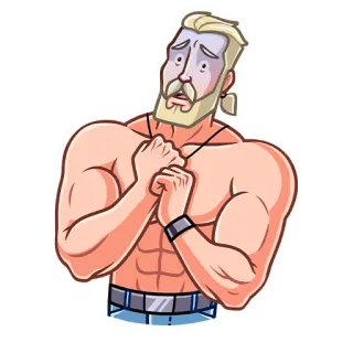 😱 man, topless, worried, cartoon, character, fitness, muscular whatsapp sticker