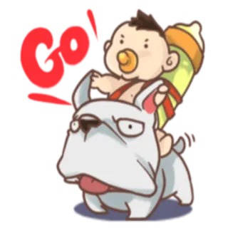 👍 Go! bebé, perro, animal, dibujos animados, motivación, ánimo whatsapp sticker