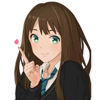 ❤ Anime, Chica, Dibujos animados, Uniforme escolar, Corazón telegram sticker
