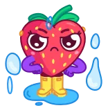 😠 Erdbeere, Cartoon, Wütend, Frucht, Figur whatsapp sticker