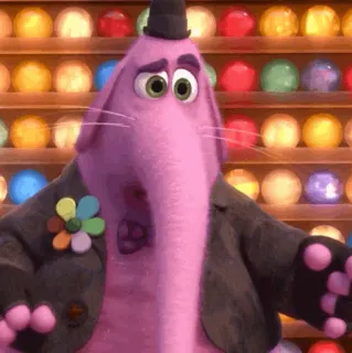 🤖 Bing Bong Inside Out Bing Bong, Inside Out, amico immaginario, personaggio dei cartoni animati, animato, elefante rosa, Pixar telegram sticker