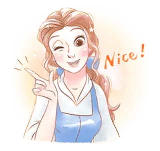 ✌ Belle Beauty and the Beast Nice! disney, belle, die schöne und das biest, prinzessin, animiert, cartoon whatsapp sticker