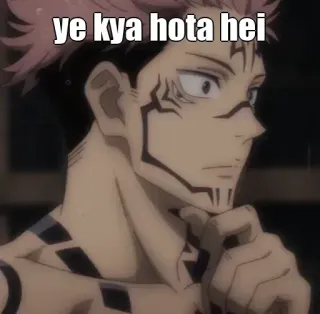 🧐 Ryomen Sukuna Jujutsu Kaisen ye kya hota hei anime, jujutsu kaisen, ryomen sukuna, sukuna, manga, character, hindi, questioning telegram sticker