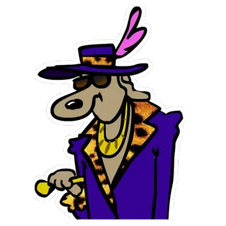 😎 chien, proxénète, dessin animé, animal, chapeau, lunettes de soleil, microphone telegram sticker