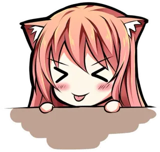 😝 Anime, Manga, Kawaii, Mignon, Sticker, Oreilles de chat, Cheveux roses, Dessin animé telegram sticker