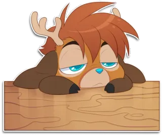 😒 Мультфильм, Олень, Животное, Милый, Сонный, Грустный telegram sticker