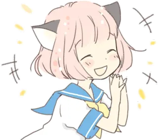 😊 garota anime, orelhas de gato, fofo, feliz, sorrindo, animado telegram sticker