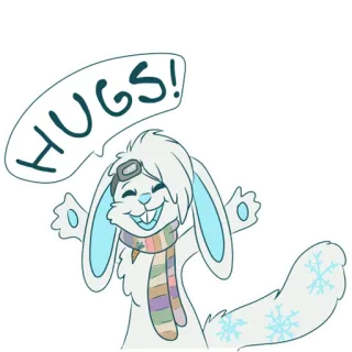 🤗 HUGS! hug, bunny, winter, scarf, cute, love telegram sticker