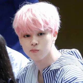 🤨 Jimin Jimin, K-pop, BTS, chanteur, cheveux roses, coréen, idole telegram sticker