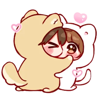 💞 mono, amor, kawaii, abrazo, amistad whatsapp sticker