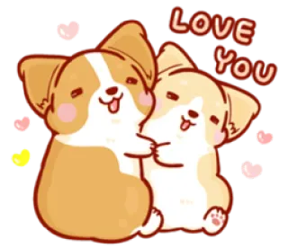 💖 LOVE YOU 柯基, 狗, 爱, 可爱, 友谊, 爱心 telegram sticker