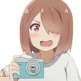 😈 Anime, Desenho animado, Câmera, Garota, Bonito, Ilustração telegram sticker