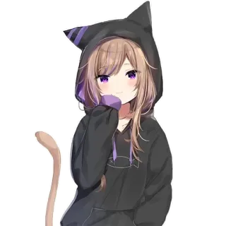 😅 anime, girl, cat, kawaii, sticker, cute, cartoon telegram sticker