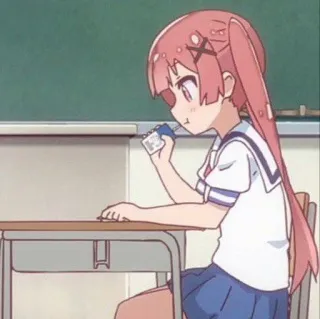 🌸 Chica anime, Aula, Estudiante, Bebiendo, Estudiante, Dibujos animados, Linda telegram sticker
