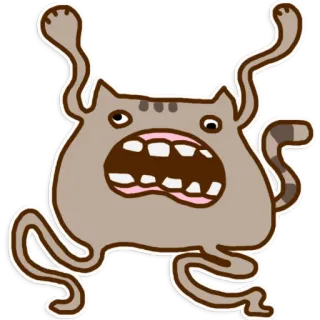😫 кот, монстр, смешной, мультфильм, существо, странный telegram sticker