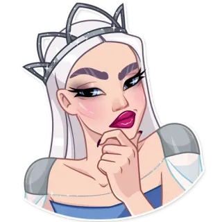 🤔 donna, regina, principessa, ragazza, personaggio, femmina, moda, emoji telegram sticker