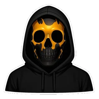 😳 หัวกะโหลก, เสื้อมีฮู้ด, ยมทูต, ความตาย, หน้ากาก, โครงกระดูก telegram sticker