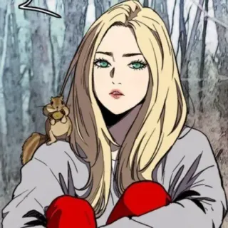 🎐 mujer, ardilla, rubia, dibujos animados, personaje telegram sticker