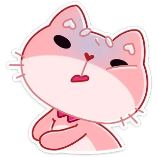😨 кот, розовый, милый, животное, стикер, мультфильм telegram sticker