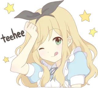 😜 teehee かわいい, アニメ, 星, ウインク telegram sticker