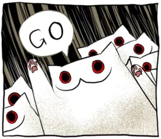 🔴 GO cats, go, white cats, comic, cartoon telegram sticker