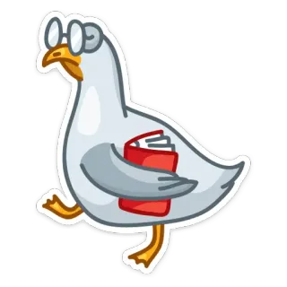 📖 pássaro, ganso, livro, óculos, inteligente, animal, desenho animado whatsapp sticker