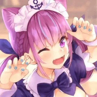 👾 Anime, Kucing, Maid, Kawaii, Imut, Kedipan, Gadis telegram sticker