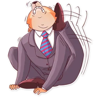 😫 renard, costume, cravate, dessin animé, animal whatsapp sticker